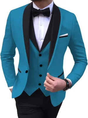Men Suits Slim Fit 3 Pieces Wedding Formal Business Tuxedos One Button