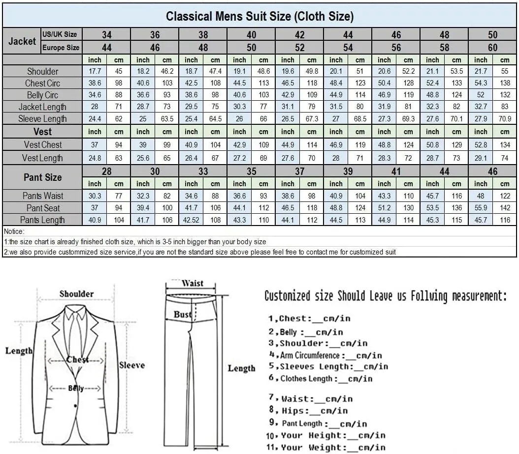 Men Suits Slim Fit 3 Pieces Wedding Formal Business Tuxedos One Button