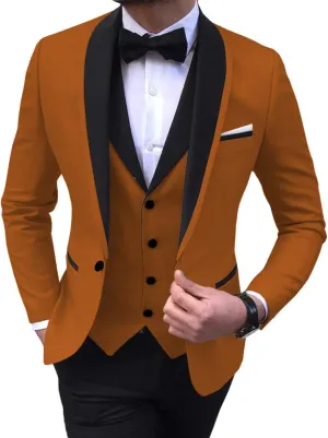 Men Suits Slim Fit 3 Pieces Wedding Formal Business Tuxedos One Button