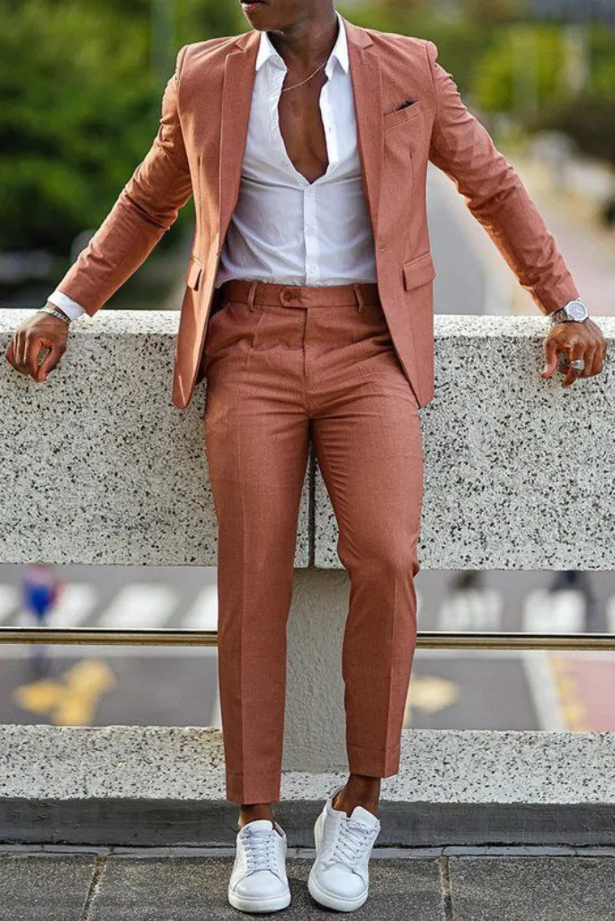 Men Two Piece Suit Rust Slim Fit Suit Wedding Suit Formal Dinner Suit Elegant Suit Gift For Him