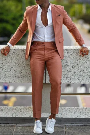 Men Two Piece Suit Rust Slim Fit Suit Wedding Suit Formal Dinner Suit Elegant Suit Gift For Him