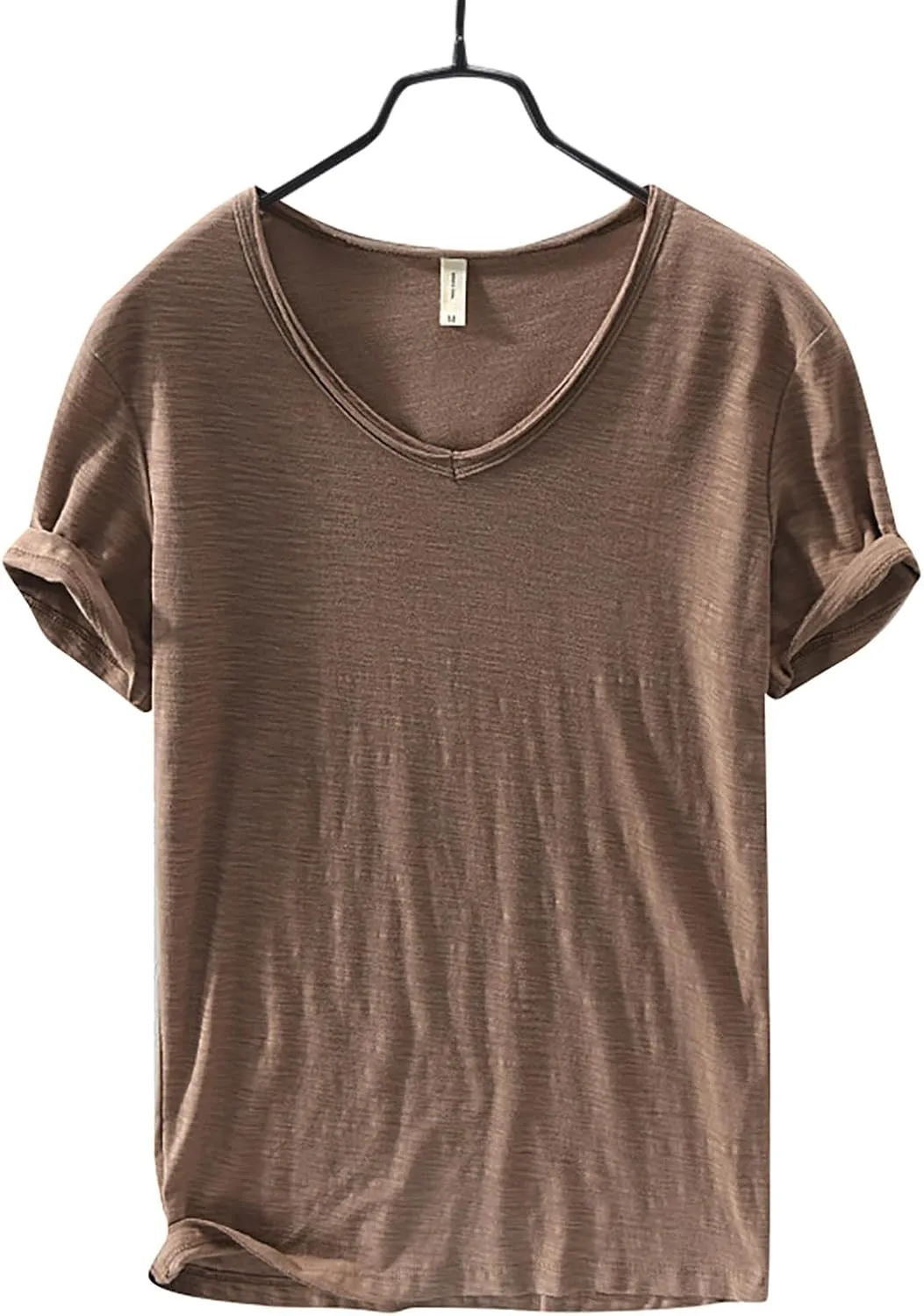 Mens 100% Cotton V-Neck T Shirts Loose Fit Soft Short Sleeve Streetwear Basic Tee Tops Summer Beach Hippie Shirt
