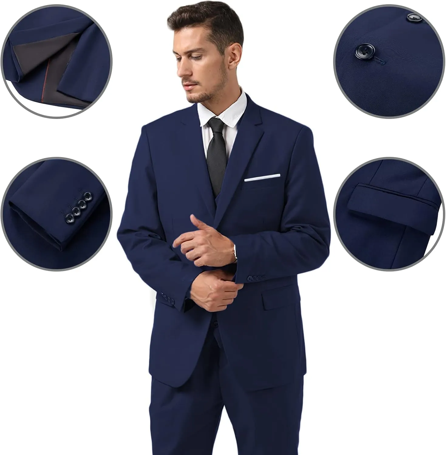 Mens 2 Piece Suit Slim Fit Business Wedding Party Tuxedo Dress Suits for Men Jacket and Pants Set