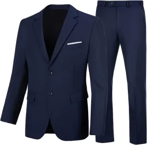Mens 2 Piece Suit Slim Fit Business Wedding Party Tuxedo Dress Suits for Men Jacket and Pants Set