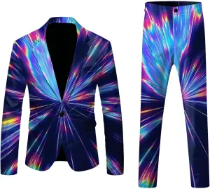 Mens 2 Piece Suit Slim Fit,Notched Lapel One Button Prom Suit for Men Carnival Casual Jacket Pants 2 Piece Set L-3XL