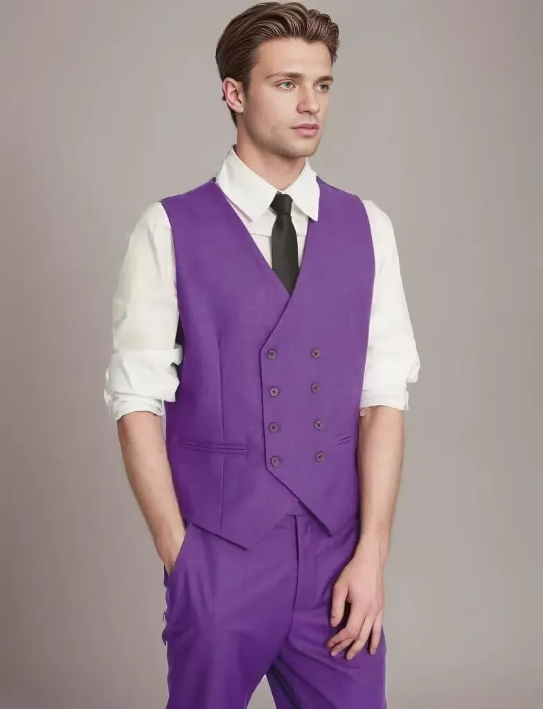 Men's 3 Piece Slim Suit Double Breasted Suit One Button Formal Wedding Prom Evening Suits