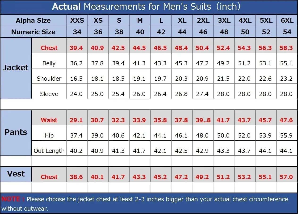 Men's 3 Piece Slim Suit Double Breasted Suit One Button Formal Wedding Prom Evening Suits