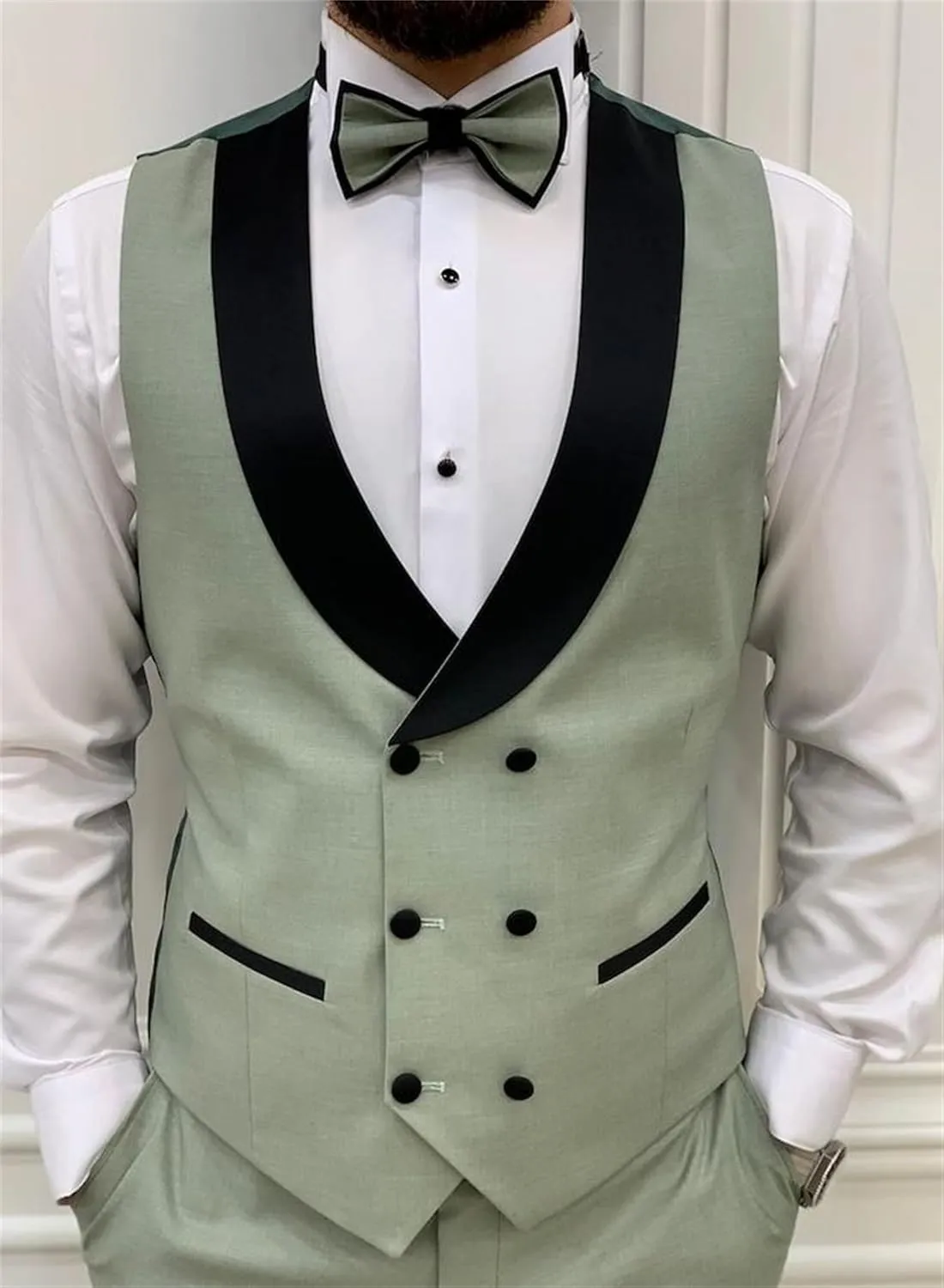 Mens 3 Piece Suit Blazer, Slim Fit Tux with One Button, Jacket Vest Pants & Tie Set for Party, Wedding and Business