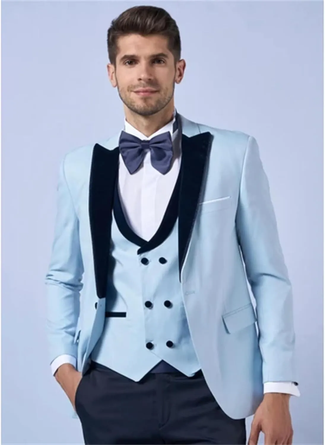 Mens 3 Piece Suit Blazer, Slim Fit Tux with One Button, Jacket Vest Pants & Tie Set for Party, Wedding and Business