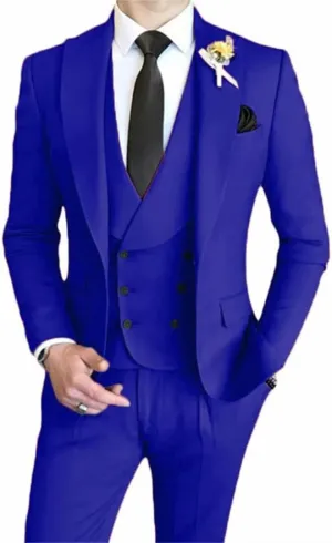 Men's 3 Pieces Suit Elegant Solid One Button Slim Fit Single Breasted Party Blazer Vest Pants Set