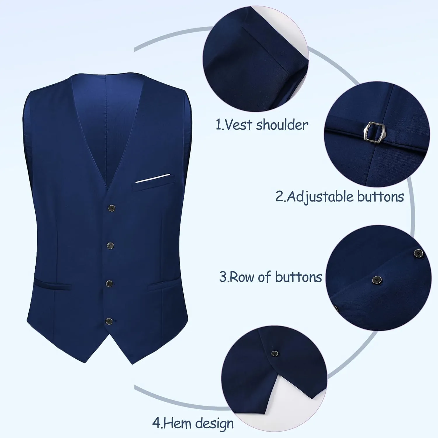 Mens 3 Pieces Suit Slim Fit Shawl Lapel Tuxedo Blazer Vest Pants White Shirt Tie Wedding Prom Party Dinner