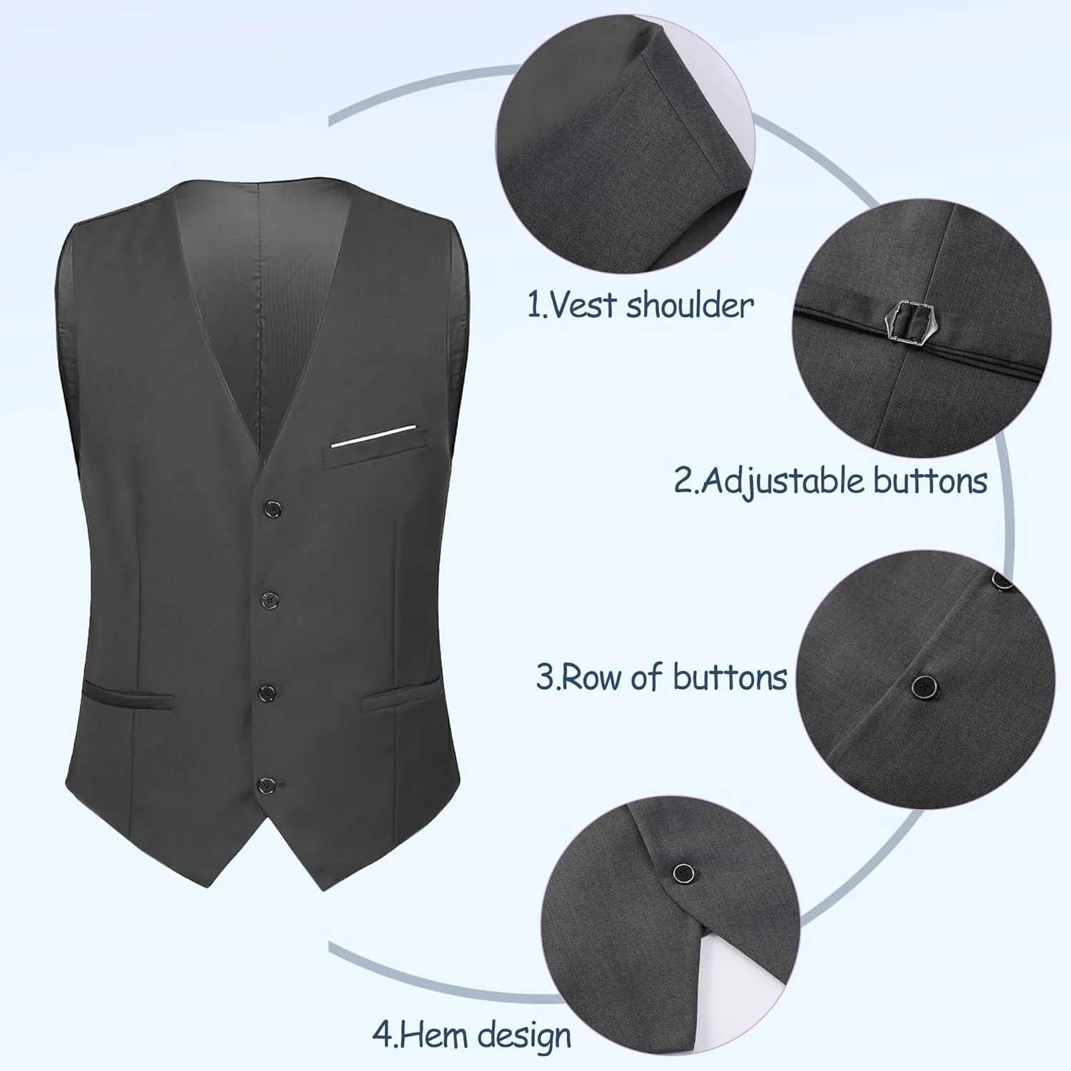 Mens 3 Pieces Suit Slim Fit Shawl Lapel Tuxedo Blazer Vest Pants White Shirt Tie Wedding Prom Party Dinner