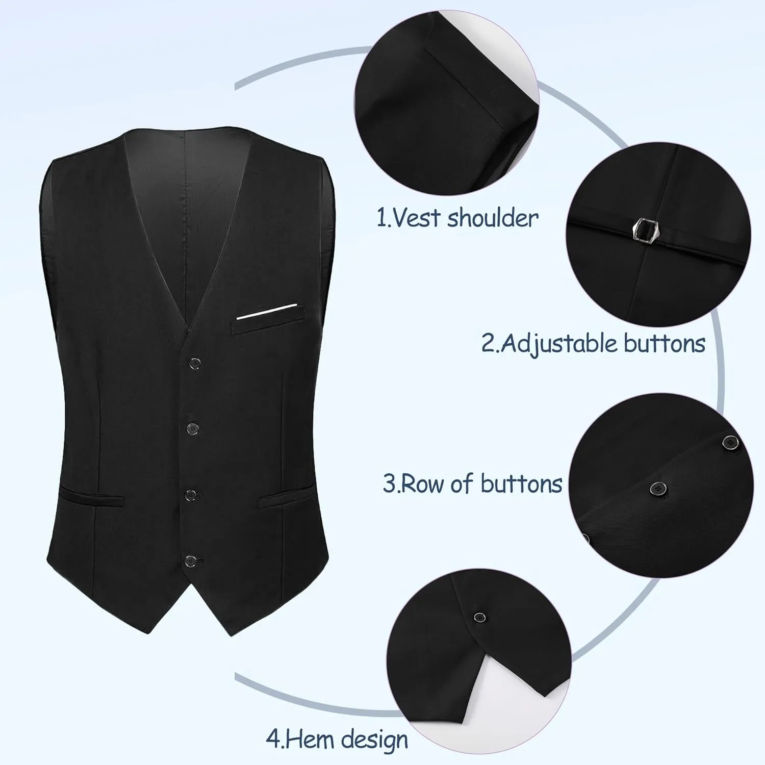 Mens 3 Pieces Suit Slim Fit Shawl Lapel Tuxedo Blazer Vest Pants White Shirt Tie Wedding Prom Party Dinner