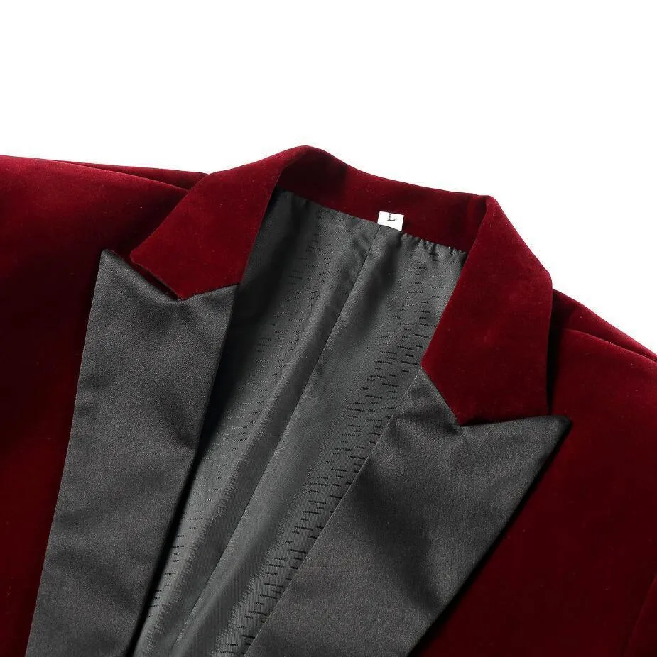 Men's Autumn/Winter Classic Velvet Suit With Bow Tie | Men's Slim Fit Tuxedo