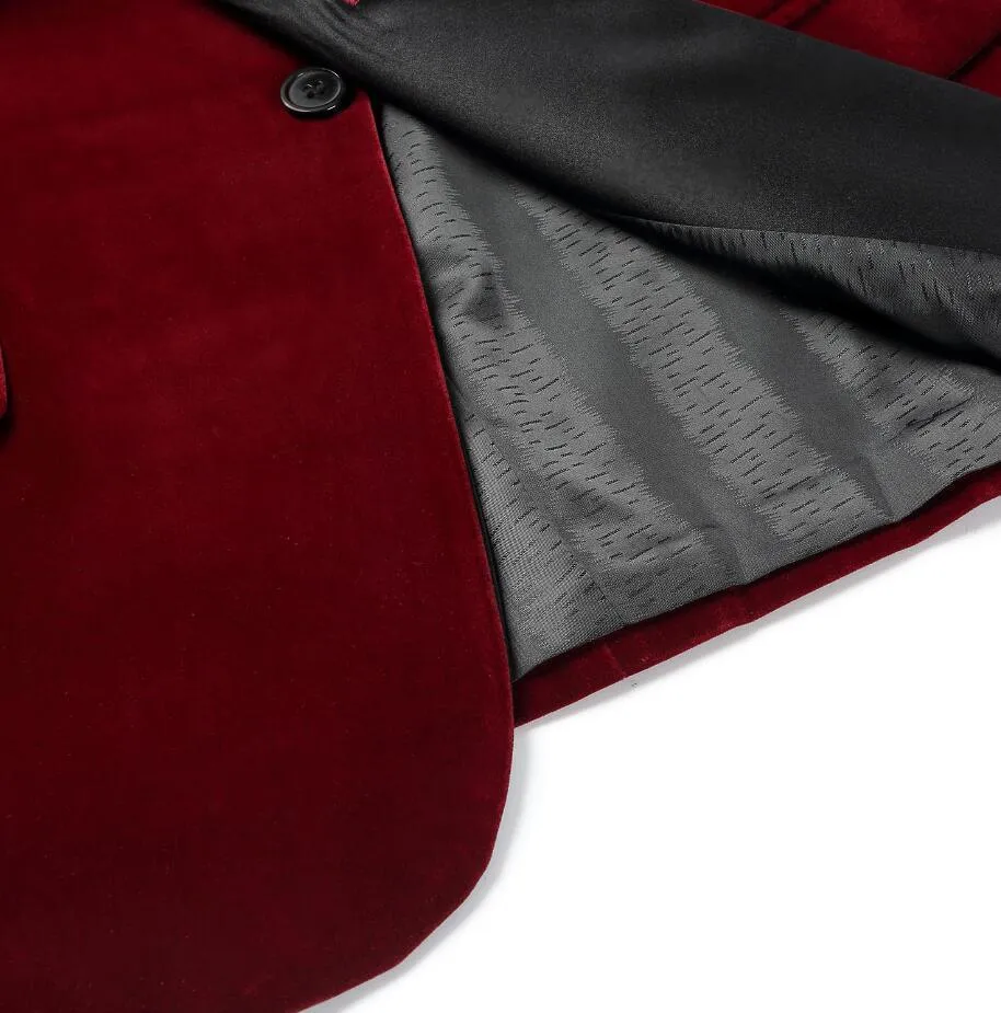 Men's Autumn/Winter Classic Velvet Suit With Bow Tie | Men's Slim Fit Tuxedo