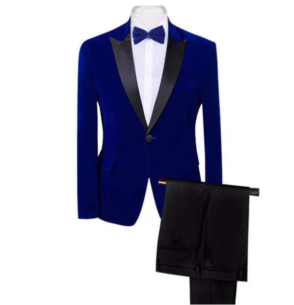 Men's Autumn/Winter Classic Velvet Suit With Bow Tie | Men's Slim Fit Tuxedo