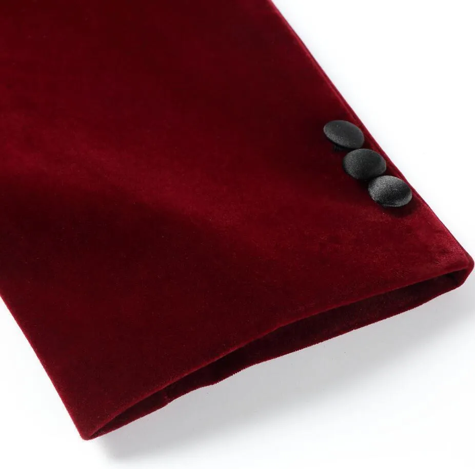 Men's Autumn/Winter Classic Velvet Suit With Bow Tie | Men's Slim Fit Tuxedo