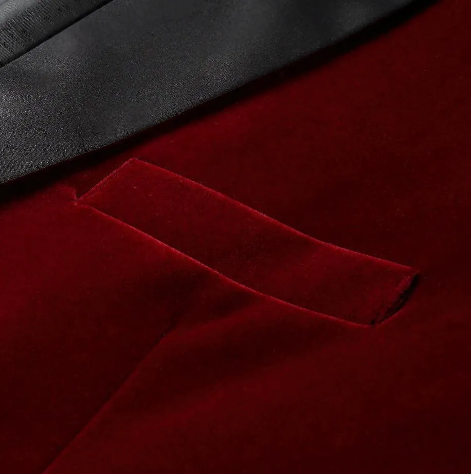 Men's Autumn/Winter Classic Velvet Suit With Bow Tie | Men's Slim Fit Tuxedo
