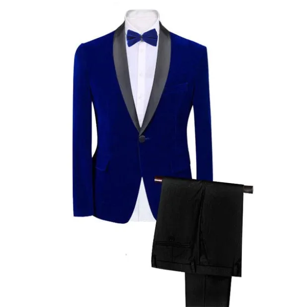 Men's Autumn/Winter Classic Velvet Suit With Bow Tie | Men's Slim Fit Tuxedo