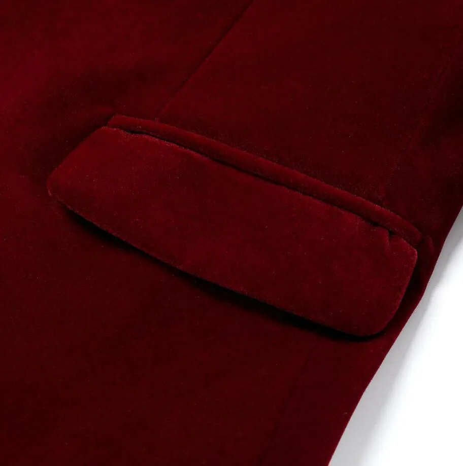 Men's Autumn/Winter Classic Velvet Suit With Bow Tie | Men's Slim Fit Tuxedo