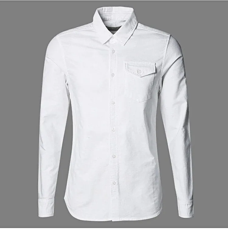 Men's Autumn/Winter Pure Cotton Slim Fit Long-Sleeved Shirt