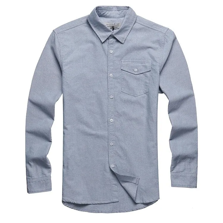 Men's Autumn/Winter Pure Cotton Slim Fit Long-Sleeved Shirt