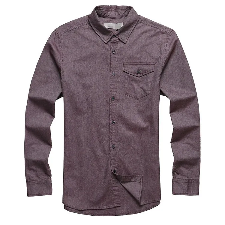 Men's Autumn/Winter Pure Cotton Slim Fit Long-Sleeved Shirt