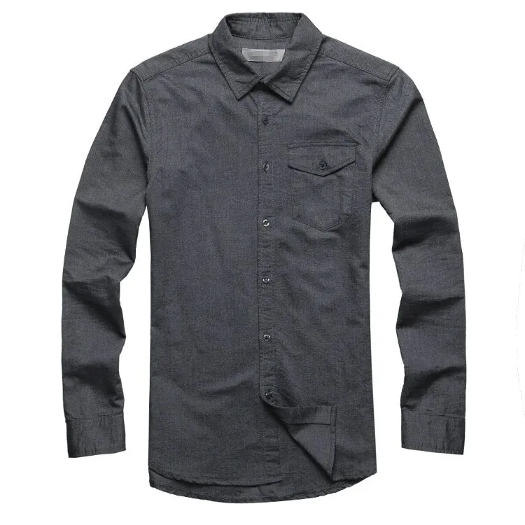 Men's Autumn/Winter Pure Cotton Slim Fit Long-Sleeved Shirt