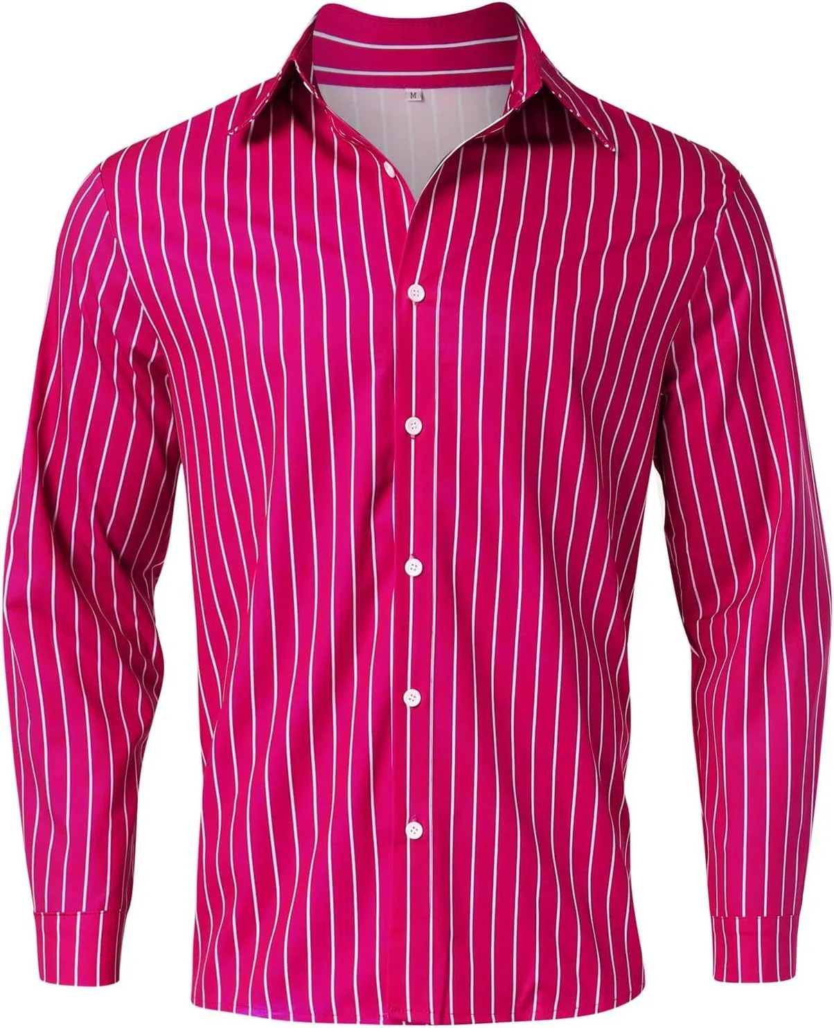 Mens Button Down Casual Shirt Fashion Striped Long Sleeve Collared Shirt Regular Fit Turn-Down Fall Shirt Business Cardigan