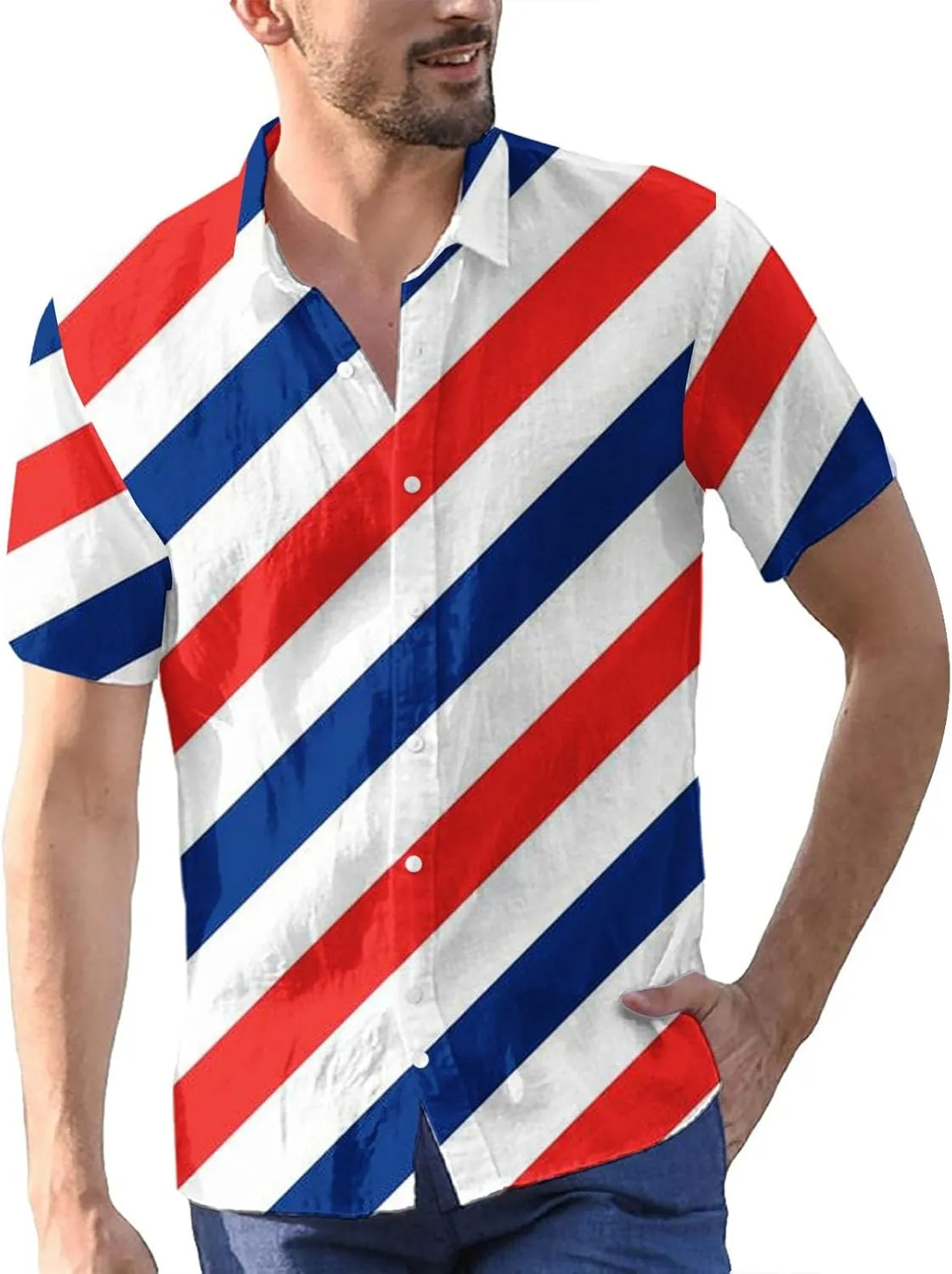Men's Button Down Colorful Shirt Short Sleeve Casual Tee Spread Collar Breathable Summer Business Party Vacation Travel Top