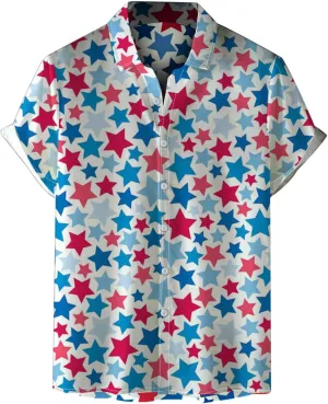 Men's Button Down Colorful Shirt Short Sleeve Casual Tee Spread Collar Breathable Summer Business Party Vacation Travel Top