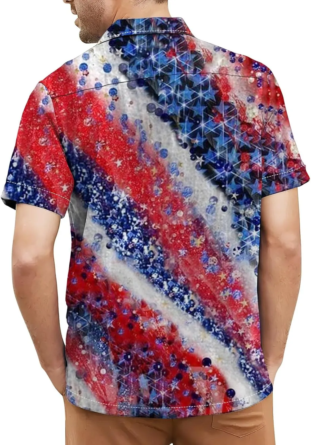 Men's Button Down Colorful Shirt Short Sleeve Casual Tee Spread Collar Breathable Summer Business Party Vacation Travel Top