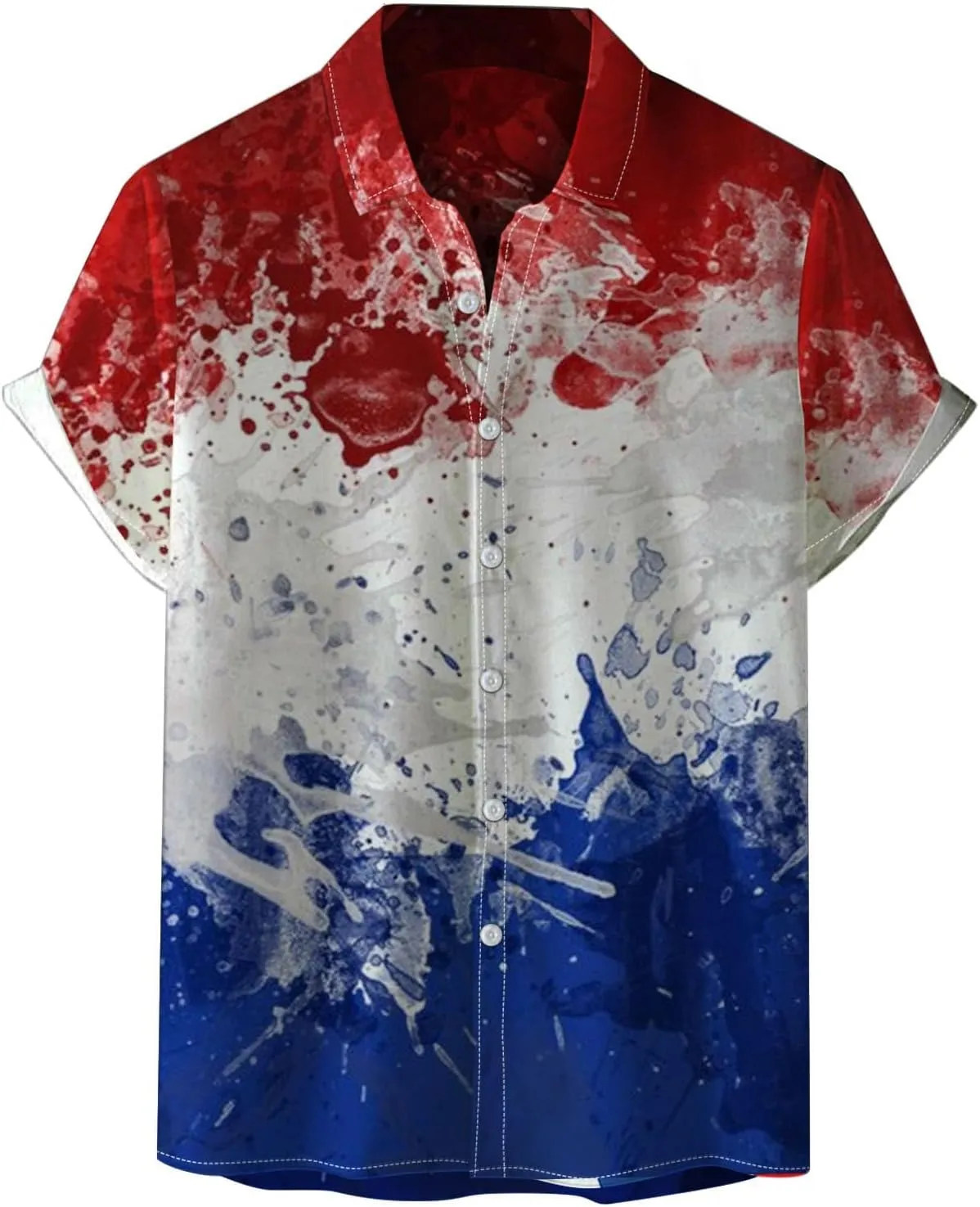 Men's Button Down Colorful Shirt Short Sleeve Casual Tee Spread Collar Breathable Summer Business Party Vacation Travel Top