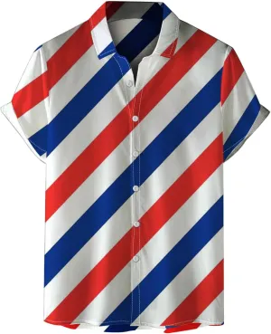 Men's Button Down Colorful Shirt Short Sleeve Casual Tee Spread Collar Breathable Summer Business Party Vacation Travel Top