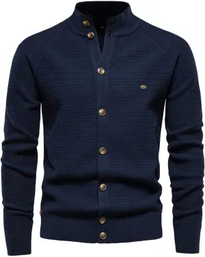 Mens Button Down Shirt Jackets Open Front Cardigan Sweater Raglan Long Sleeve Mock Neck Fitted Stretchy Knit Sweater