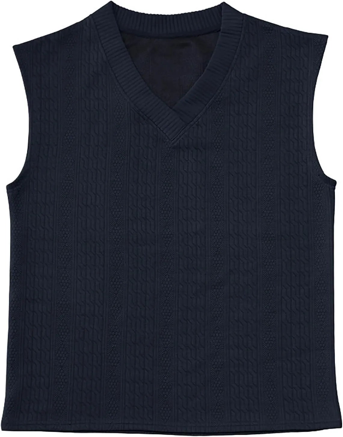 Men's Cable Knit Sweater Vests Cap Sleeve V Neck Loose Fit Jacquard Vest Tops Casual Summer Soft Lightweight Tank Top