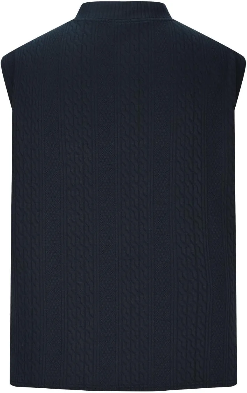 Men's Cable Knit Sweater Vests Cap Sleeve V Neck Loose Fit Jacquard Vest Tops Casual Summer Soft Lightweight Tank Top