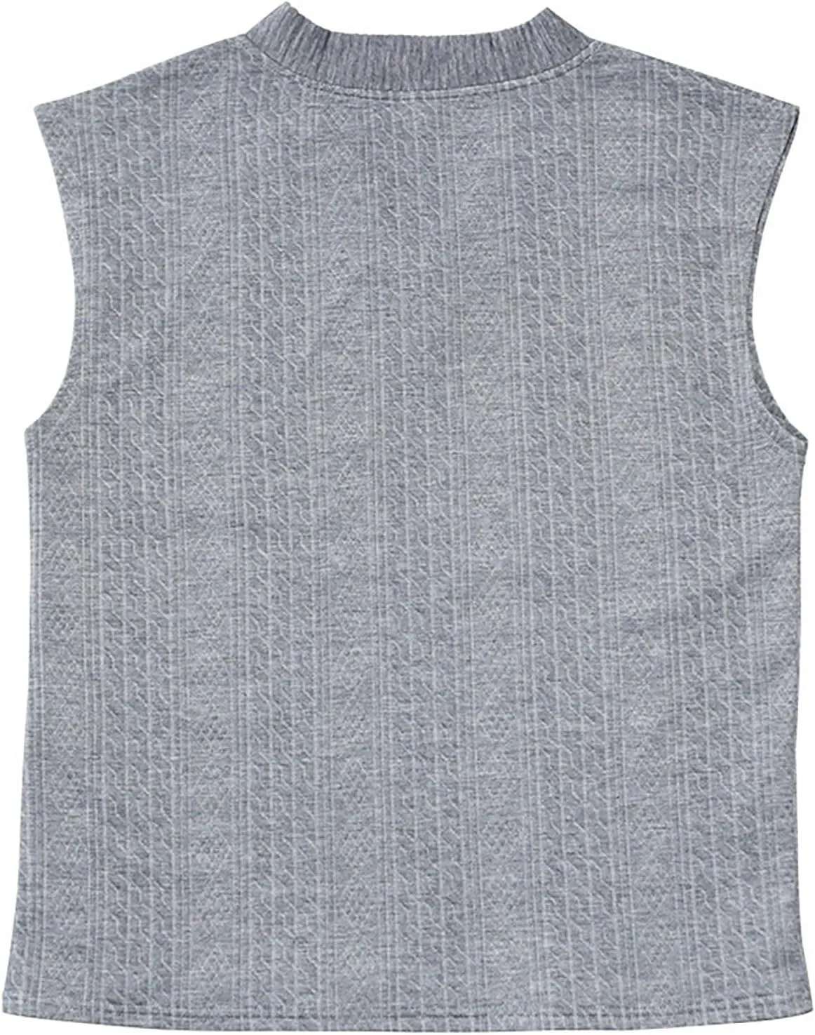 Men's Cable Knit Sweater Vests Cap Sleeve V Neck Loose Fit Jacquard Vest Tops Casual Summer Soft Lightweight Tank Top