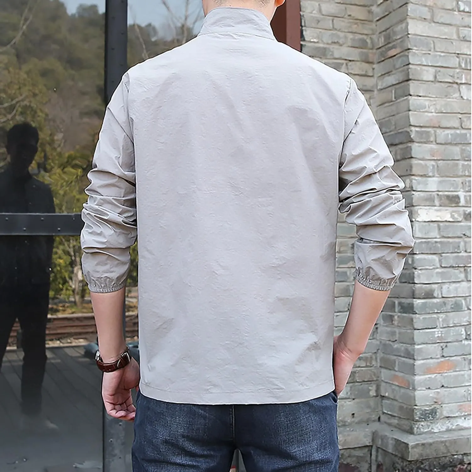 Mens Casual Jacket Lightweight Full Zip Packable Coat Golf Running Travel Fishing Hiking Climbing Windbreaker Jackets