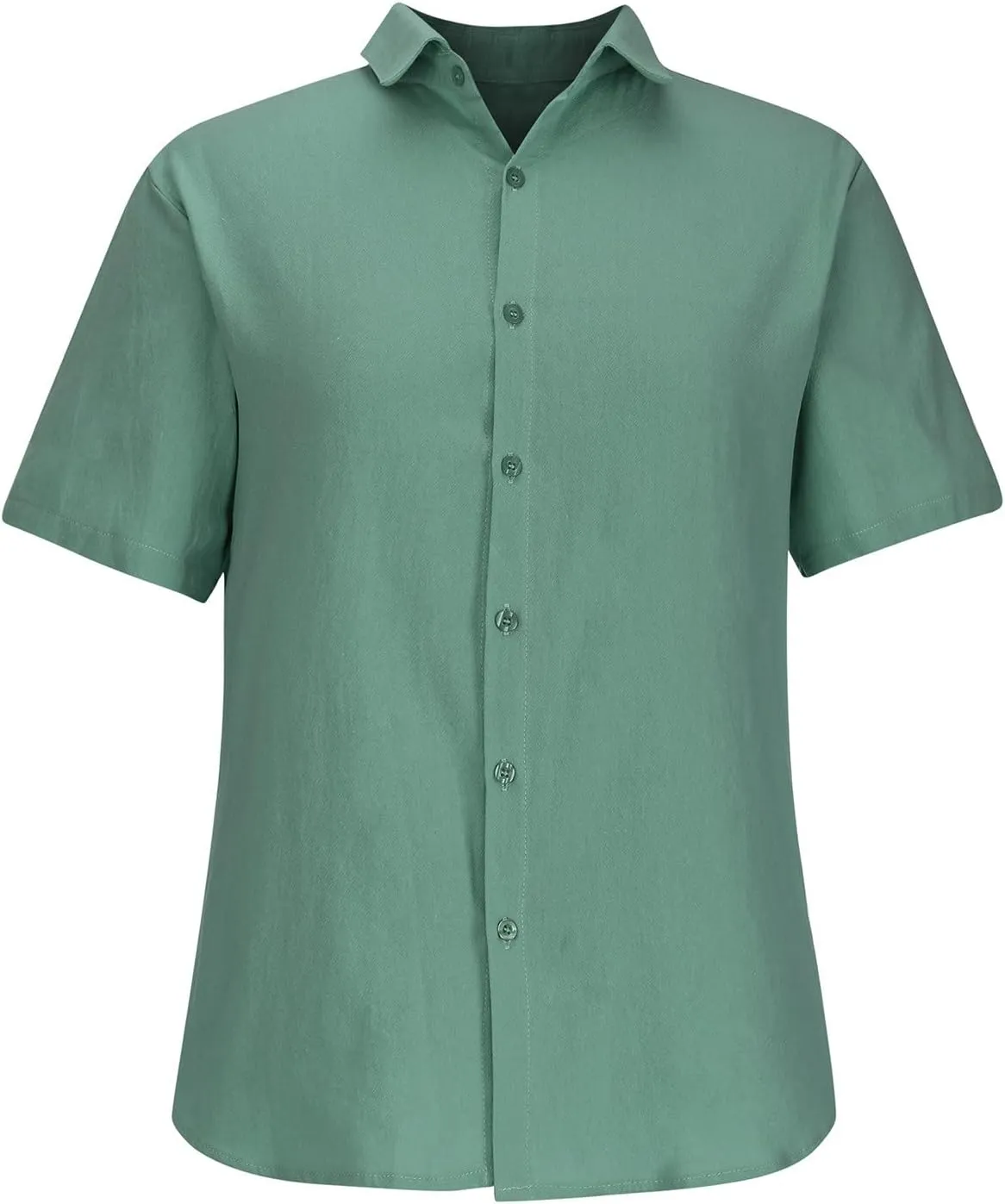 Mens Casual Linen Shirts Short Sleeve Button Down Shirt Solid Summer Beach Vacation Shirt Untucked Dress Shirt