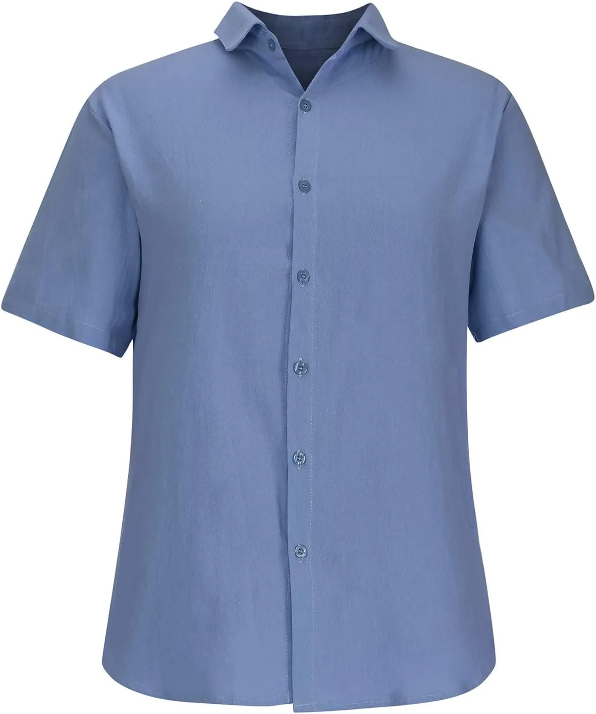 Mens Casual Linen Shirts Short Sleeve Button Down Shirt Solid Summer Beach Vacation Shirt Untucked Dress Shirt