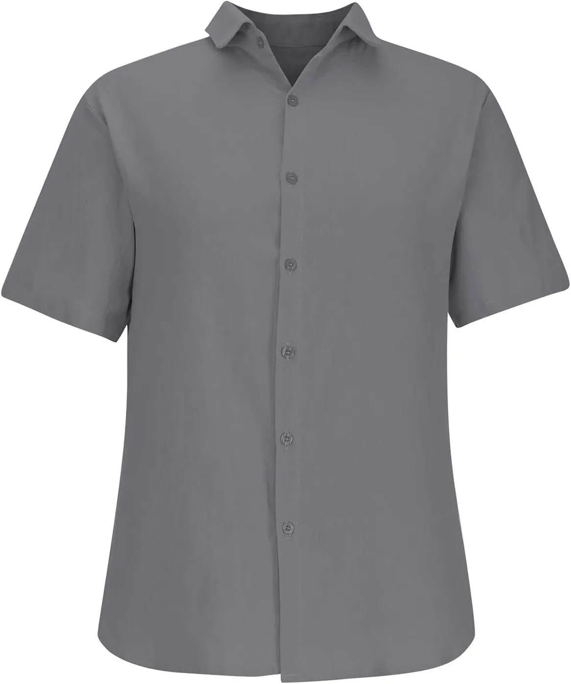 Mens Casual Linen Shirts Short Sleeve Button Down Shirt Solid Summer Beach Vacation Shirt Untucked Dress Shirt
