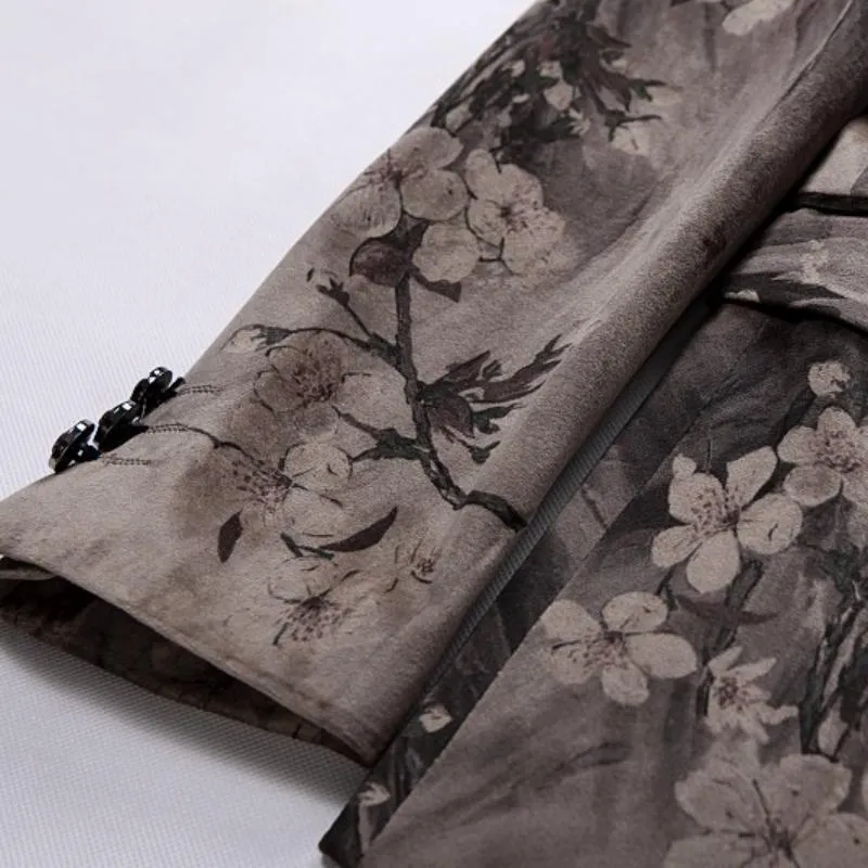 Men's Casual Slim Fit Blazer With Flower Print