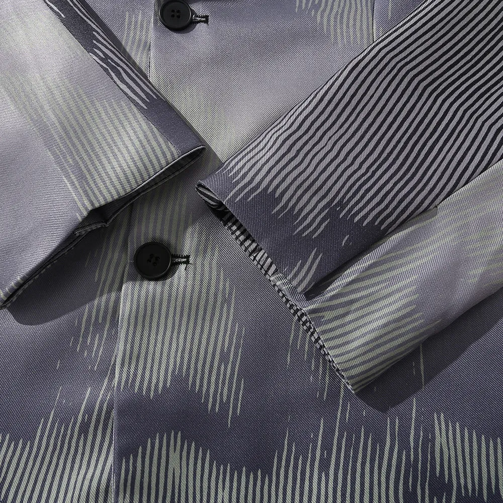 Men's Casual Suit Man Blzer Dark Striped Tie-Dye Blazer Men Loose Lapels Single Breasted Casual Small Suit