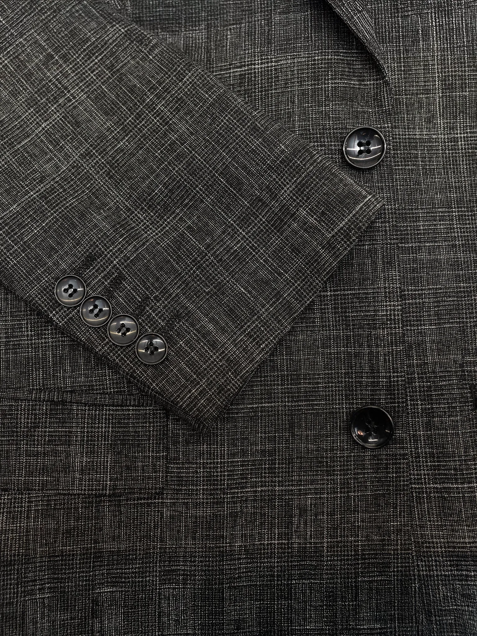 Men's Charcoal with Black Pattern Slim Fit Suit
