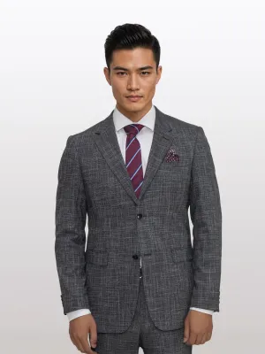 Men's Charcoal with Black Pattern Slim Fit Suit