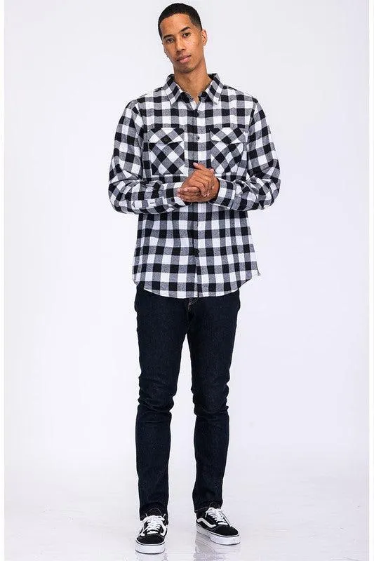 Mens Checkered Shirts Flannel Long Sleeve
