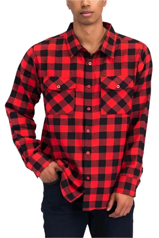 Mens Checkered Shirts Flannel Long Sleeve