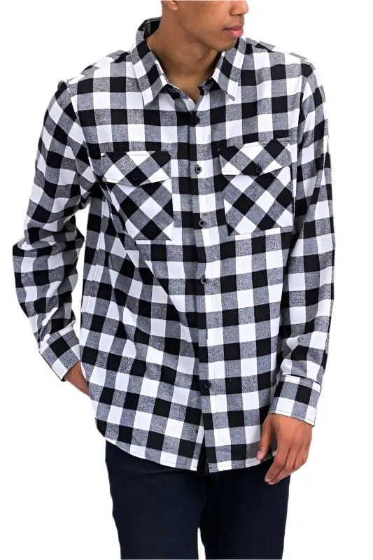 Mens Checkered Shirts Flannel Long Sleeve