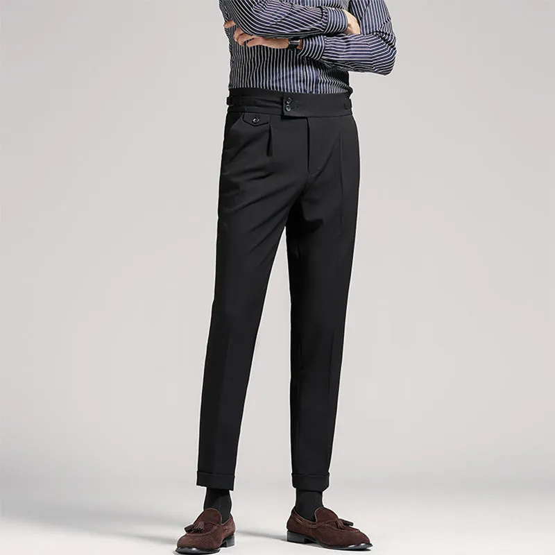 Men's Classic High Waist Pant Flat Front Trousers